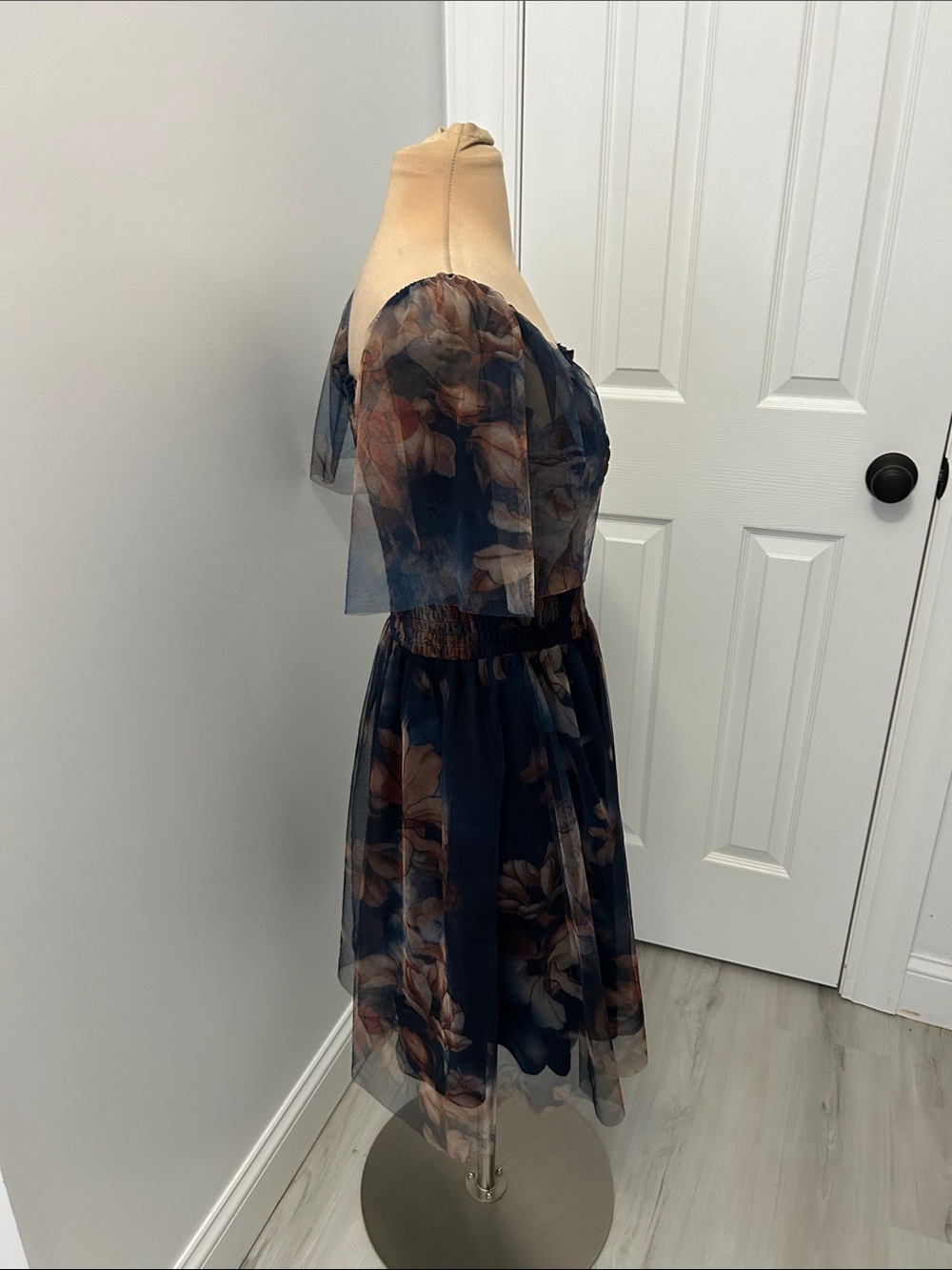 Baltic Born Tivoli Tulle Short Dress Dark Blue Floral - Picture 5 of 9